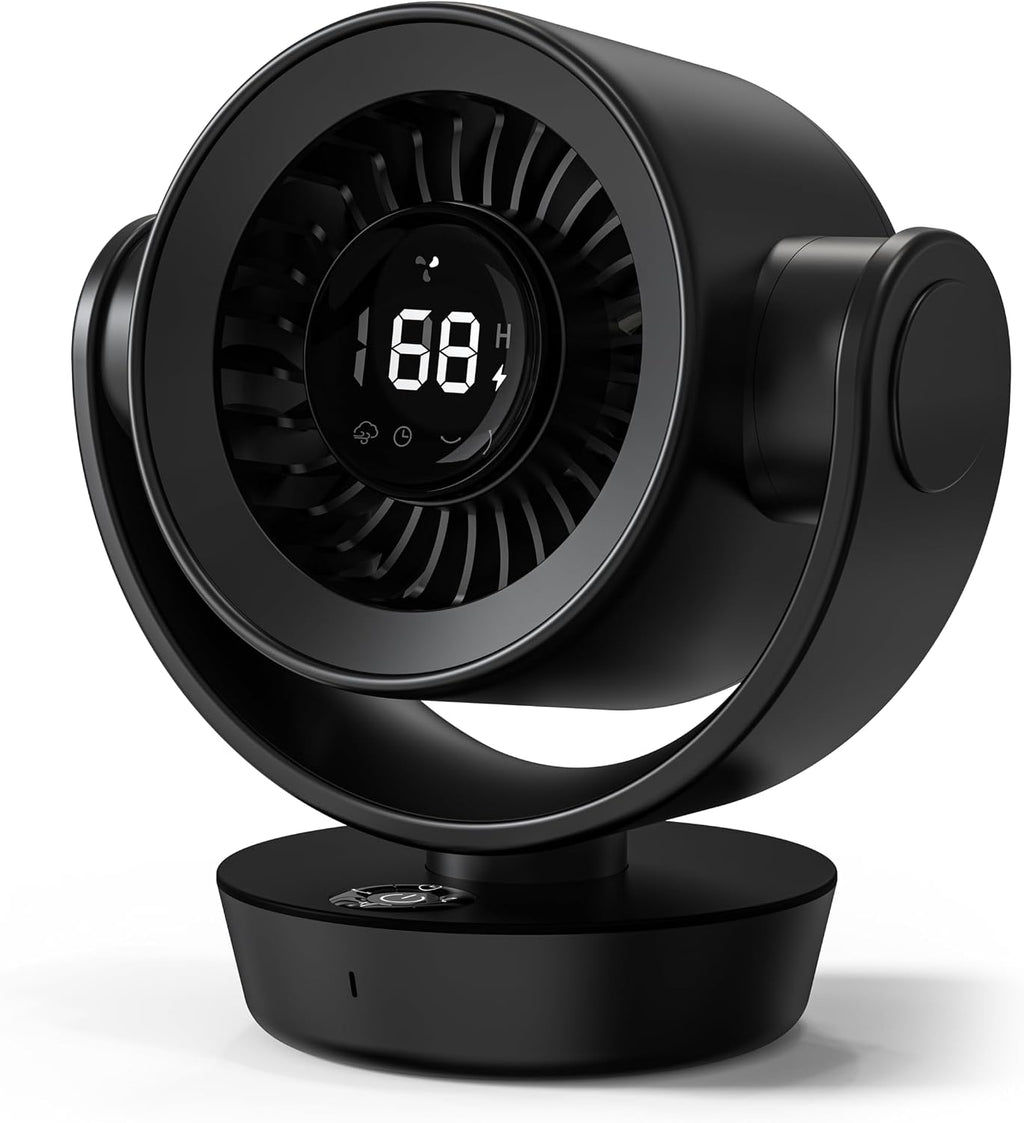 Desk Fan Air Circulator Fan Powerful Airflow 100-Speed Digital Display Low Noise Adjustable Tilt 14H Timer Remote Included Suitable for Home, Office, Travel Black
