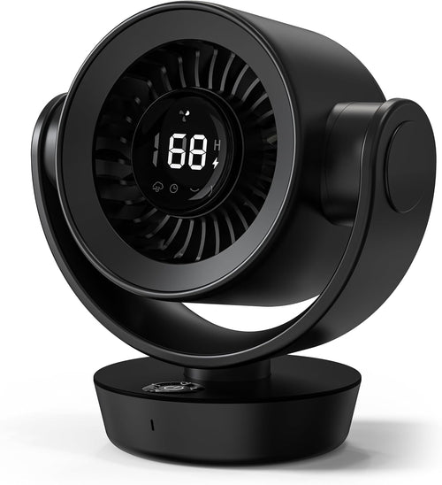Desk Fan Air Circulator Fan Powerful Airflow 100-Speed Digital Display Low Noise Adjustable Tilt 14H Timer Remote Included Suitable for Home, Office, Travel Black