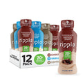 Ripple Chocolate Plant Based Protein Shake | 20g of Quality Sourced Pea Protein, Calcium Rich, Cocoa | Shelf Stable | Vegan & Non GMO | Dairy, Soy, Nut, & Gluten Free | 12 Fl Oz Bottles (Pack of 12)