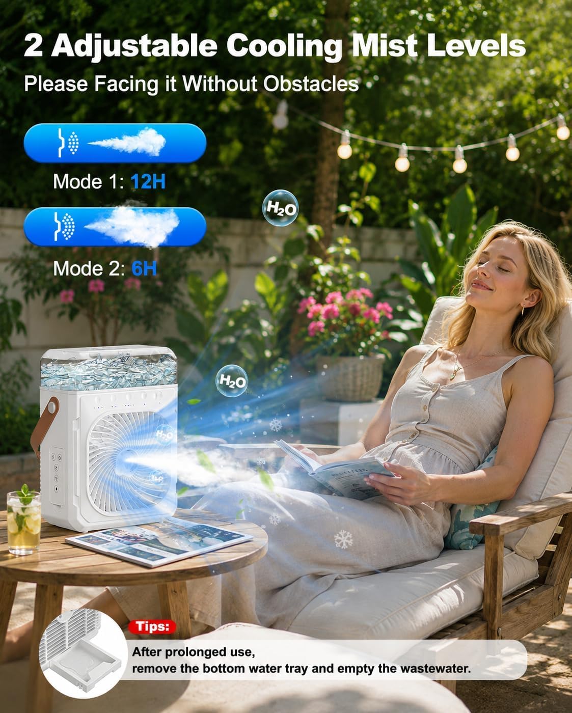 Ausic Misting Fan Portable, 20000mAh Portable Cooling Fan with 1200mL Water Tank, Outdoor Water Cooling Fan for Outside, Perfect Quite Mist Water Spray Fans for Camping Patio Home Bedroom Office