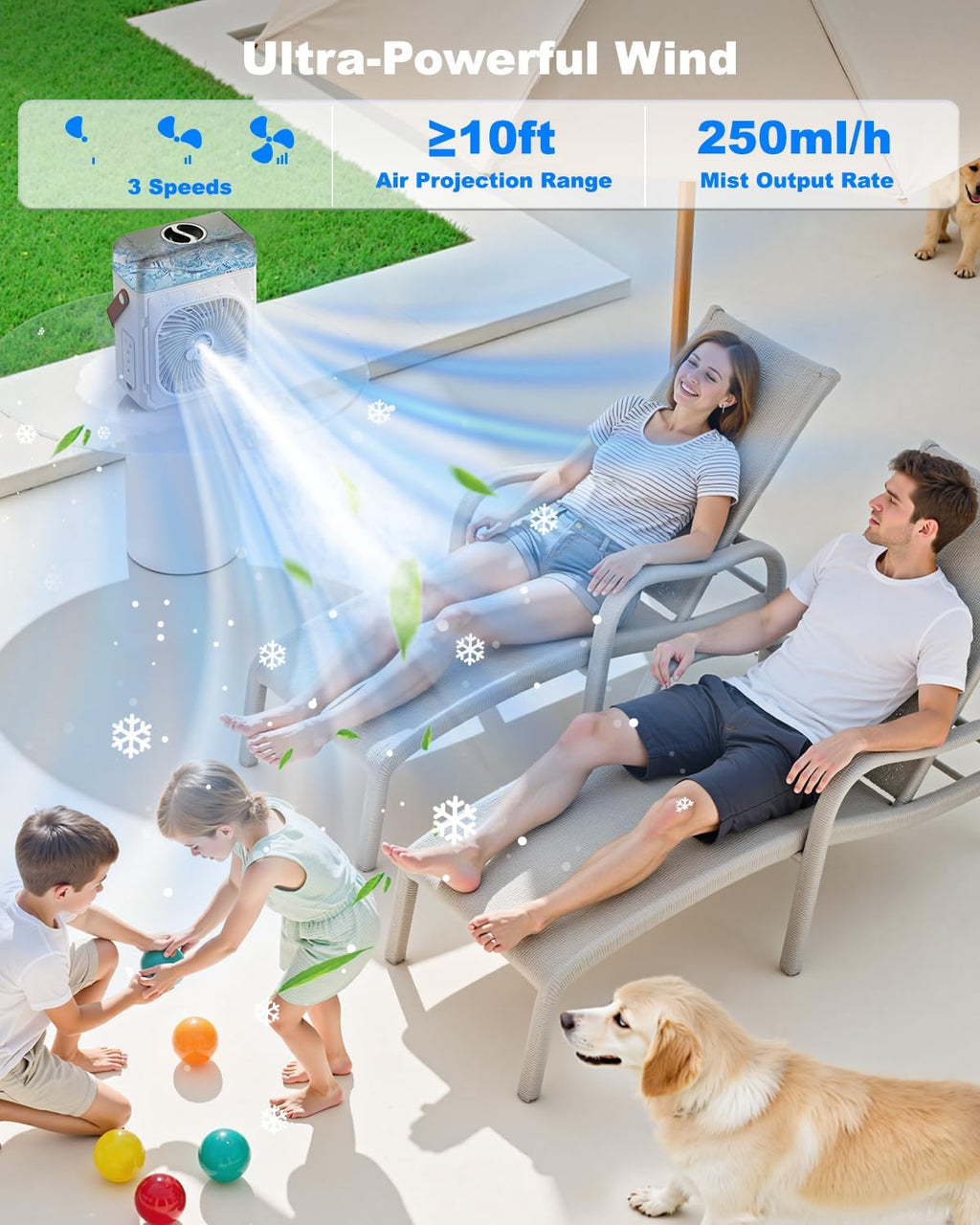 Ausic Misting Fan Portable, 20000mAh Portable Cooling Fan with 1200mL Water Tank, Outdoor Water Cooling Fan for Outside, Perfect Quite Mist Water Spray Fans for Camping Patio Home Bedroom Office