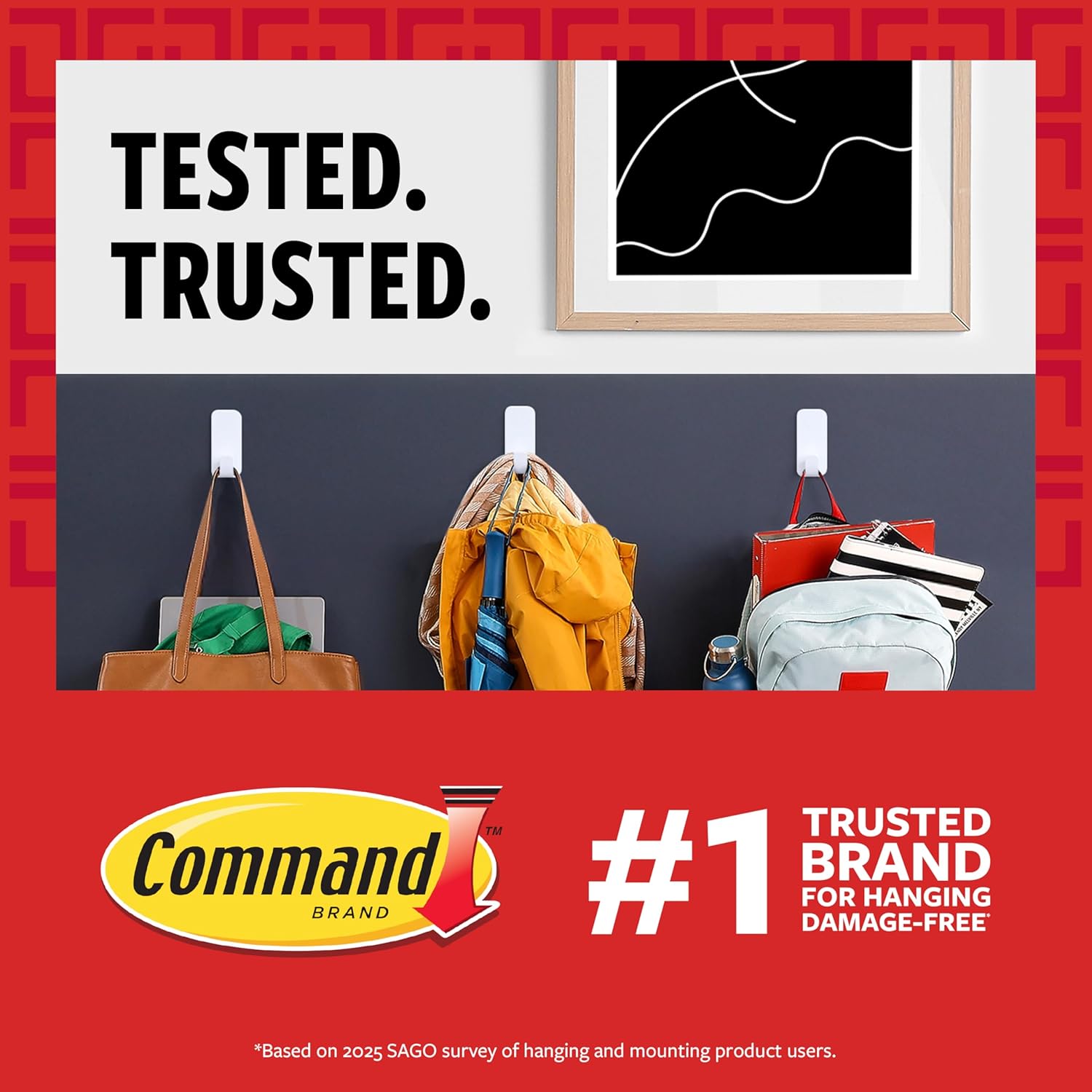 Command Variety Pack, Including 10 Pairs of Picture Hanging Strips, 6 Wire Hooks and 8 Utility Hooks for Hanging Christmas Decorations, Damage Free Hanging Up to 19 Items with Command Strips, 1 Kit