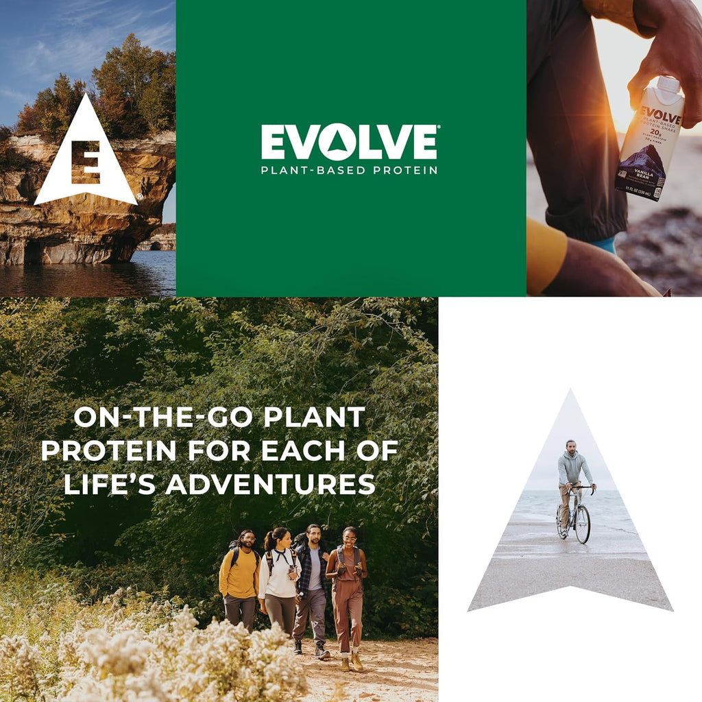Evolve Plant Based Protein Shake, Vanilla Bean, 20g Vegan Protein, Dairy Free, No Artificial Sweeteners, Non-GMO, 10g Fiber, 11 Fl Oz (Pack of 12) (Formula May Vary)